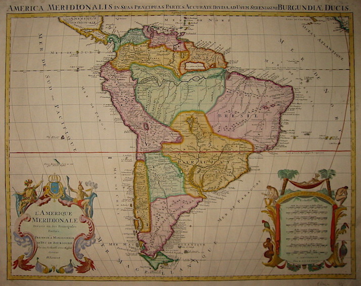 Jaillot Alexis Hubert (1632-1712) L'Amerique meridionale divisée en ses principales parties... 1726 Amsterdam 